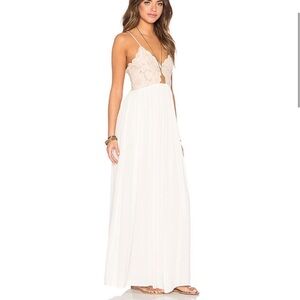 Elegant Neutral Tularosa from Revolve Lace Maxi Dress